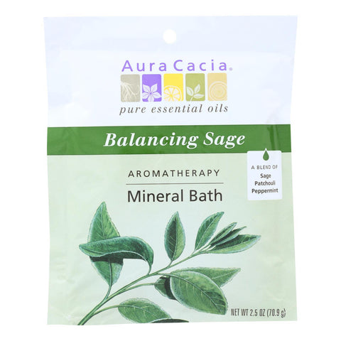 Aura Cacia - Aromatherapy Mineral Bath Balancing Sage - 2.5 oz - Case of 6
