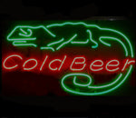 Cold Beer Lizard Neon Bar Sign