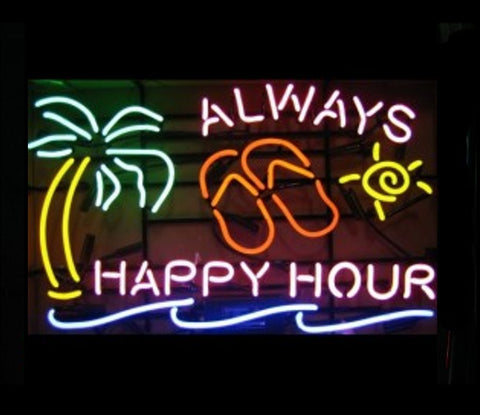 Always Happy Hour Neon Bar Sign