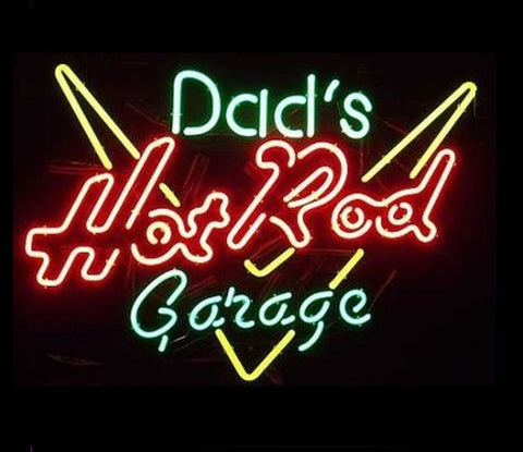 Dad's Hot Rod Garage Neon Bar Sign