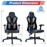 Gaming Chair with Adjustable Mesh Back-Blue - Color: Blue