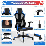 Gaming Chair with Adjustable Mesh Back-Blue - Color: Blue