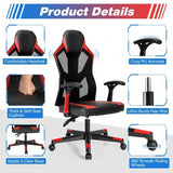 Gaming Chair with Adjustable Mesh Back-Red - Color: Red