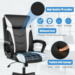 Swivel PU Leather Office Gaming Chair with Padded Armrest-White - Color: White