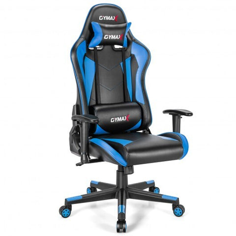 Gaming Chair Adjustable Swivel Racing Style Computer Office Chair-Blue - Color: Blue