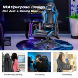 Gaming Chair Adjustable Swivel Racing Style Computer Office Chair-Blue - Color: Blue