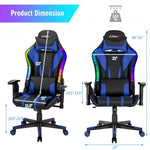 Gaming Chair Adjustable Swivel Computer Chair with Dynamic LED Lights-Blue - Color: Blue