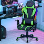 Gaming Chair Adjustable Swivel Computer Chair with Dynamic LED Lights-Green - Color: Green