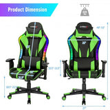 Gaming Chair Adjustable Swivel Computer Chair with Dynamic LED Lights-Green - Color: Green
