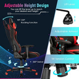 Gaming Chair Adjustable Swivel Computer Chair with Dynamic LED Lights-Red - Color: Red