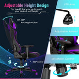 Gaming Chair Adjustable Swivel Computer Chair with Dynamic LED Lights-Purple - Color: Purple