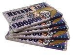 5 $100,000 Nevada Jack 40 Gram Ceramic Poker Plaques
