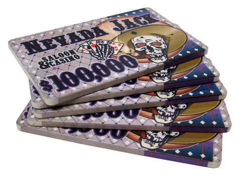 5 $100,000 Nevada Jack 40 Gram Ceramic Poker Plaques