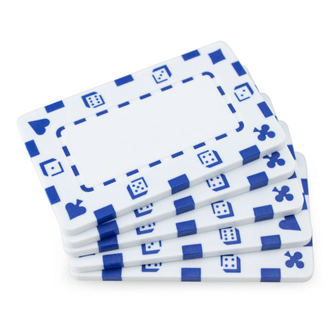 5 White Rectangular Poker Chips