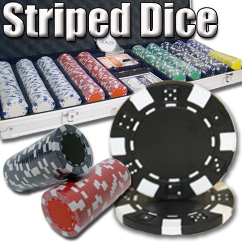 500 Ct - Pre-Packaged - Striped Dice 11.5 G - Aluminum