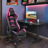 Massage LED Gaming Chair with Lumbar Support and Footrest-Pink - Color: Pink