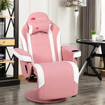 Ergonomic High Back Massage Gaming Chair with Pillow-Pink - Color: Pink