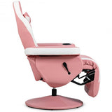 Ergonomic High Back Massage Gaming Chair with Pillow-Pink - Color: Pink