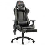 Ergonomic High Back PU Leather Massage Gaming Chair-Gray - Color: Gray