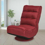 5-Position Folding Floor Gaming Chair-Dark Red - Color: Dark Red