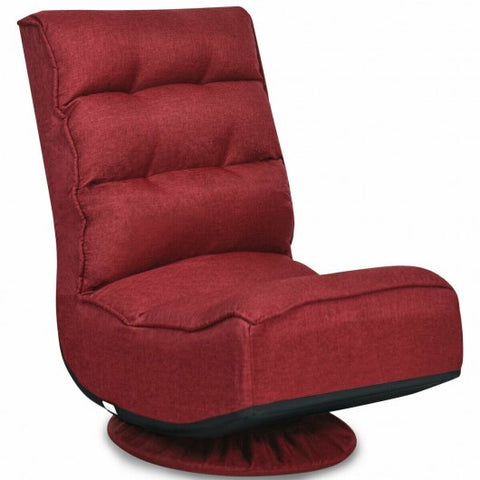 5-Position Folding Floor Gaming Chair-Dark Red - Color: Dark Red