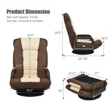 360-Degree Swivel Gaming Floor Chair with Foldable Adjustable Backrest-Brown - Color: Brown