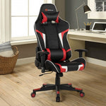 Reclining Swivel Massage Gaming Chair with Lumbar Support-Red - Color: Red