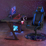 Massage Gaming Chair with Lumbar Support and Headrest-Blue - Color: Blue