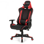 Massage Gaming Chair with Lumbar Support and Headrest-Red - Color: Red