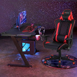 Massage Gaming Chair with Lumbar Support and Headrest-Red - Color: Red