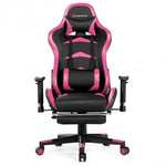 Massage Gaming Chair with Footrest-Pink