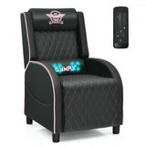 Massage Gaming Recliner Chair with Headrest and Adjustable Backrest for Home Theater-Pink - Color: Pink