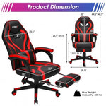 Computer Massage Gaming Recliner Chair with Footrest-Red - Color: Red