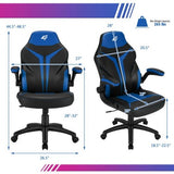 Height Adjustable Swivel High Back Gaming Chair Computer Office Chair-Blue - Color: Blue