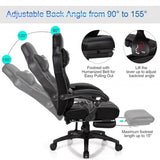Adjustable Gaming Chair with Footrest for Home Office-Black - Color: Black
