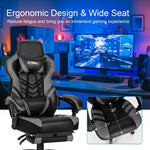 Adjustable Gaming Chair with Footrest for Home Office-Gray - Color: Gray