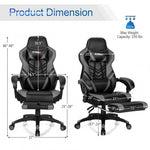 Adjustable Gaming Chair with Footrest for Home Office-Gray - Color: Gray